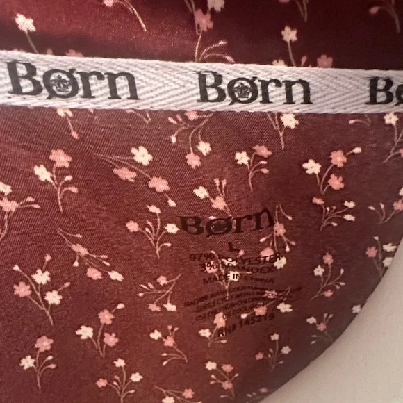 Born Maroon Floral Tie-Front Pajama Top and long pant set. - Picture 6 of 6